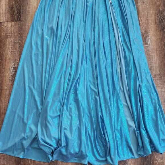 Retrofete Tova Dress in Aqua Blue Size Large NWT Metallic Sleeveless V Neck - Picture 6 of 14
